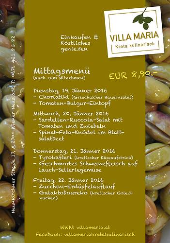 Der Menüplan für diese Woche…