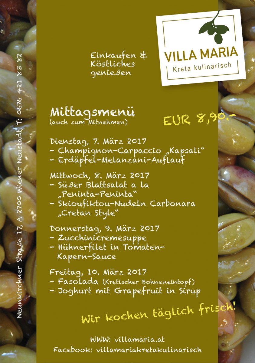 Diese Woche mittags bei Villa Maria…