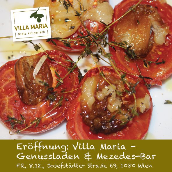 Am 8.12.2017 ist es soweit: Villa Maria | Kreta kulinarisch eröffnet in der Wiener Josefstadt!