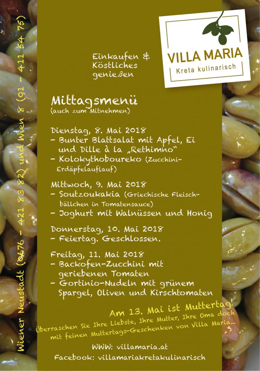 Diese Woche am Villa Maria – Mittagstisch…