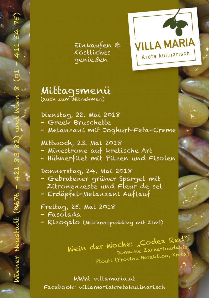 Der Villa Maria – Mittagstisch ist für Sie gedeckt…