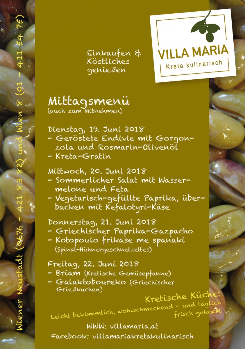 Mittagsgenuss à la Kreta bei Villa Maria