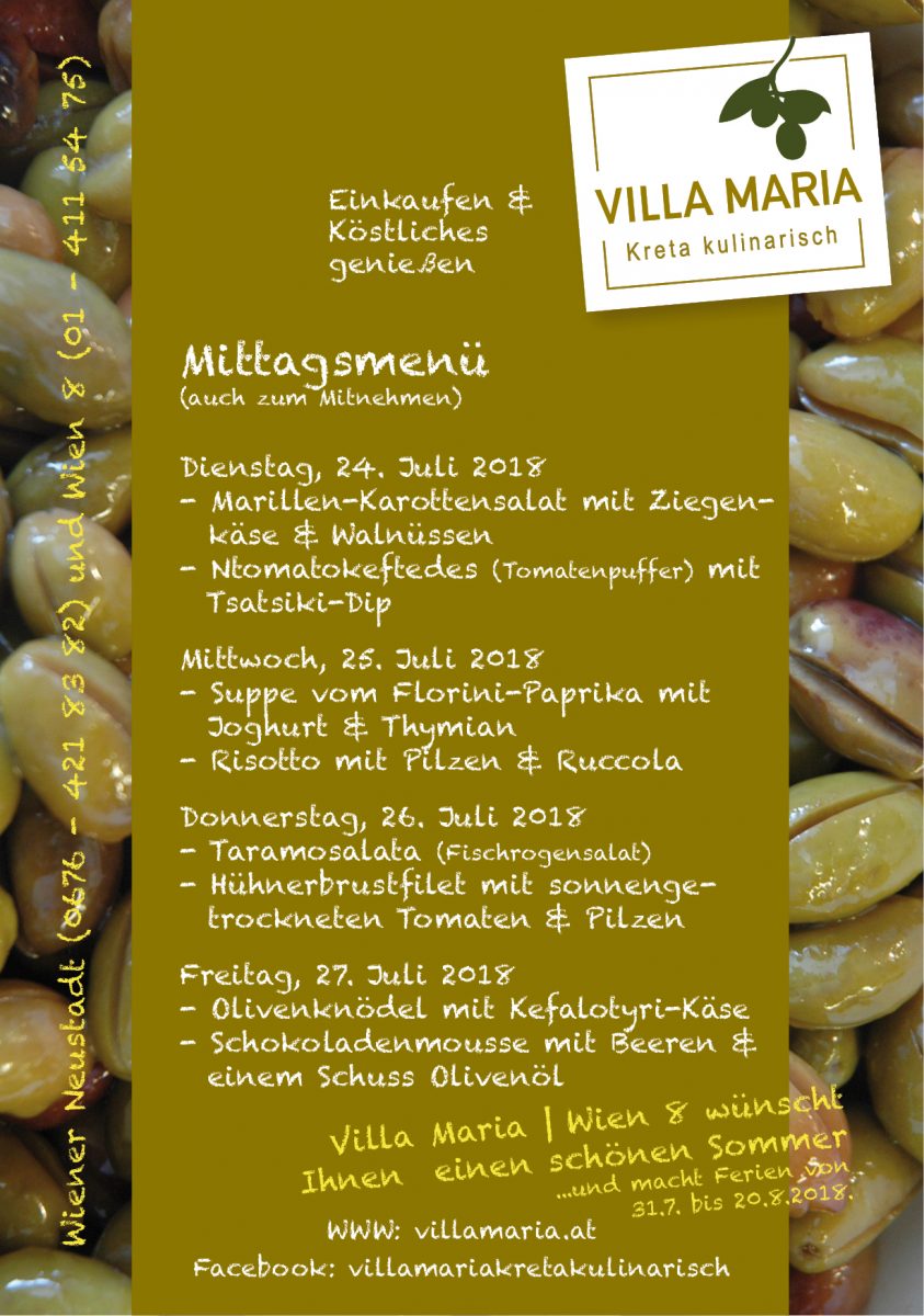 Diese Woche bei Villa Maria in Wien 8 am Mittagstisch…