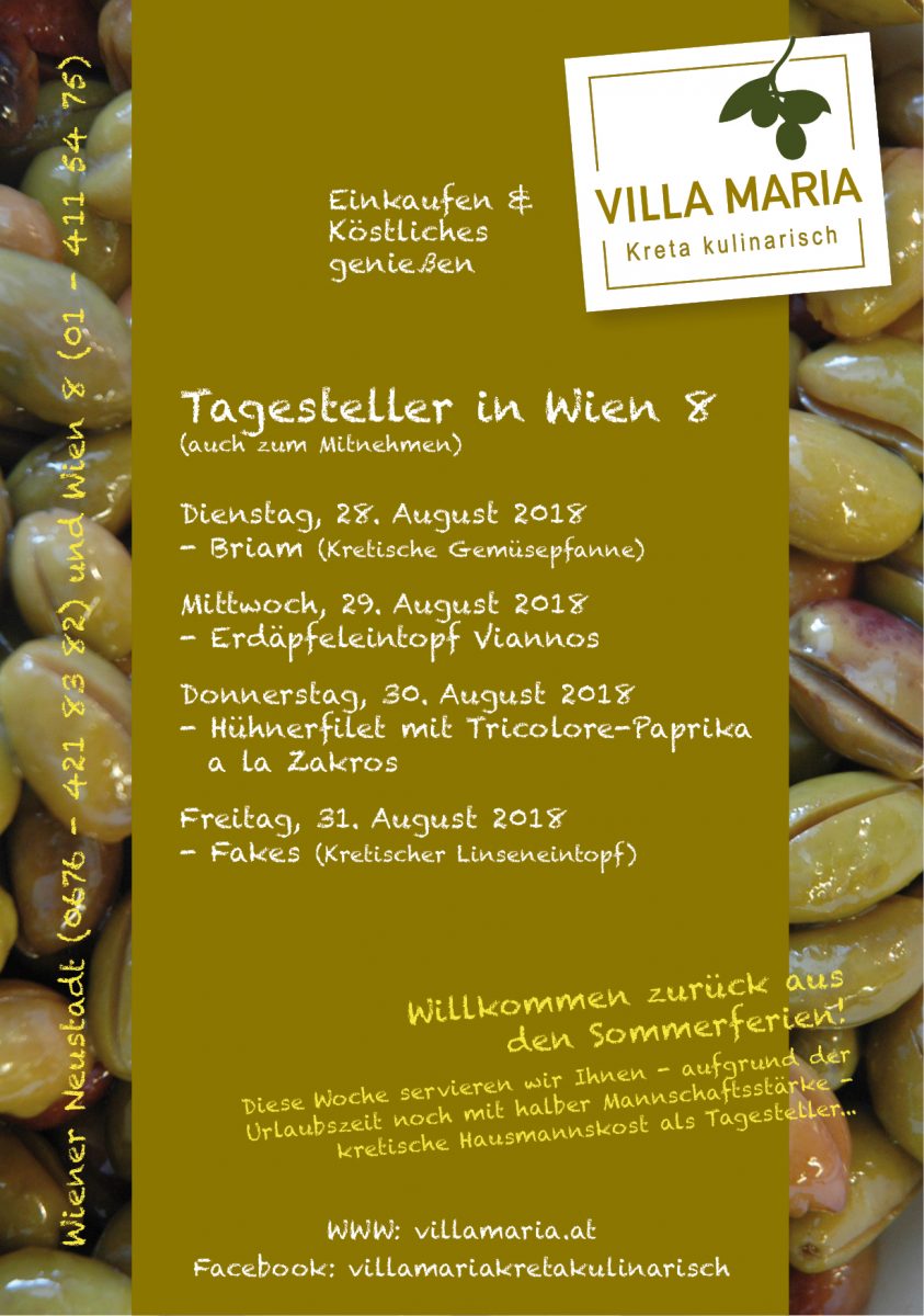 Diese Woche bei Villa Maria in Wien 8 zur Mittagszeit…