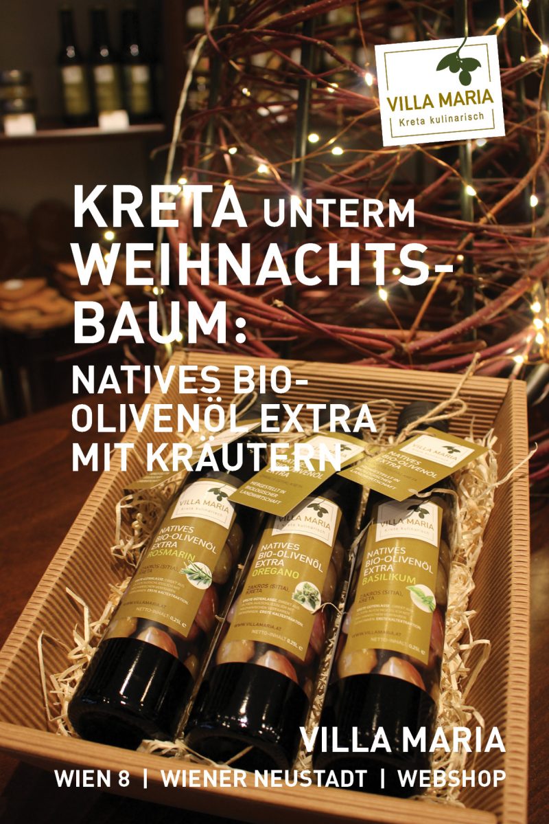 Kreta unterm Weihnachtsbaum: Villa Maria – Natives Bio-Olivenöl Extra mit Kräutern…