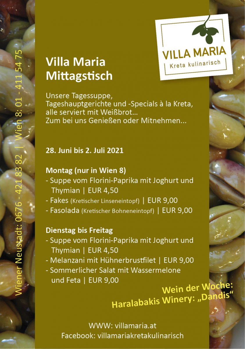 Diese Woche am Mittagstisch von Villa Maria | Kreta kulinarisch…