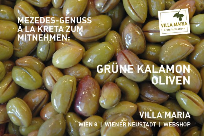 Mezedes-Genuss á la Kreta zum Mitnehmen: Grüne Kalamon-Oliven