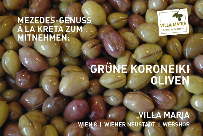 Mezedes-Genuss á la Kreta zum Mitnehmen: Grüne Koroneiki-Oliven