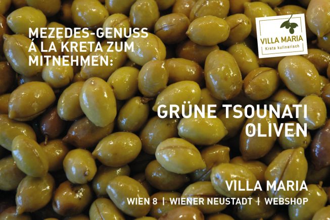 Mezedes-Genuss á la Kreta zum Mitnehmen: Grüne Tsounati-Oliven