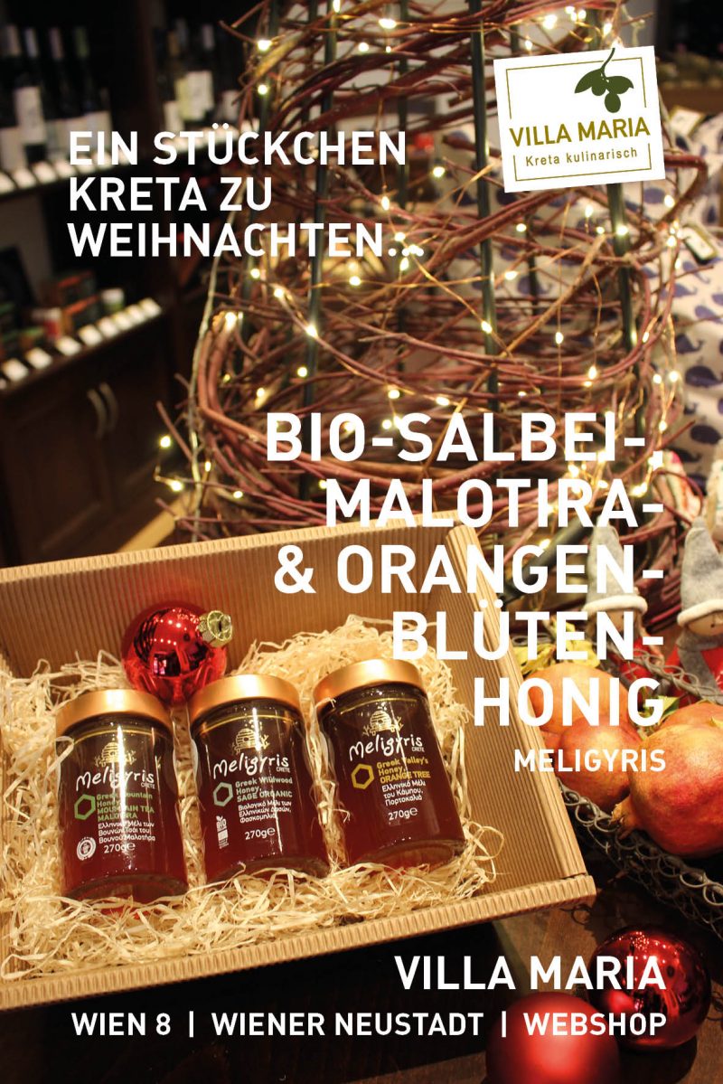 Ein Stückchen Kreta zu Weihnachten: Meligyris – Bio-Salbei-, Malotira & Orangenblütenhonig…