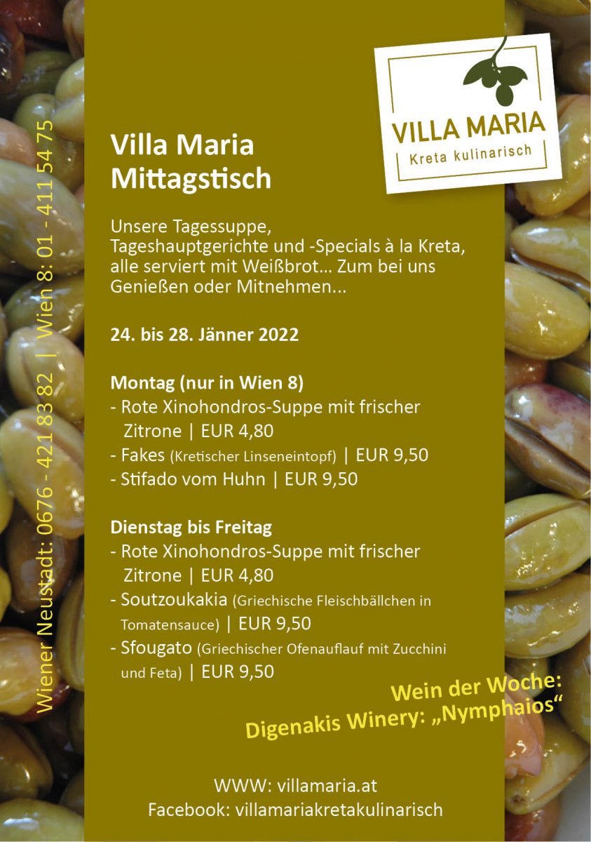 Diese Woche am Mittagstisch von Villa Maria | Kreta kulinarisch…