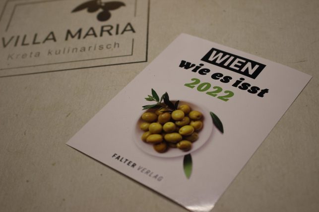 Villa Maria | Kreta kulinarisch in Wien 8: Ein „Wien, wie es isst | 2022 – Falter-Tipp“