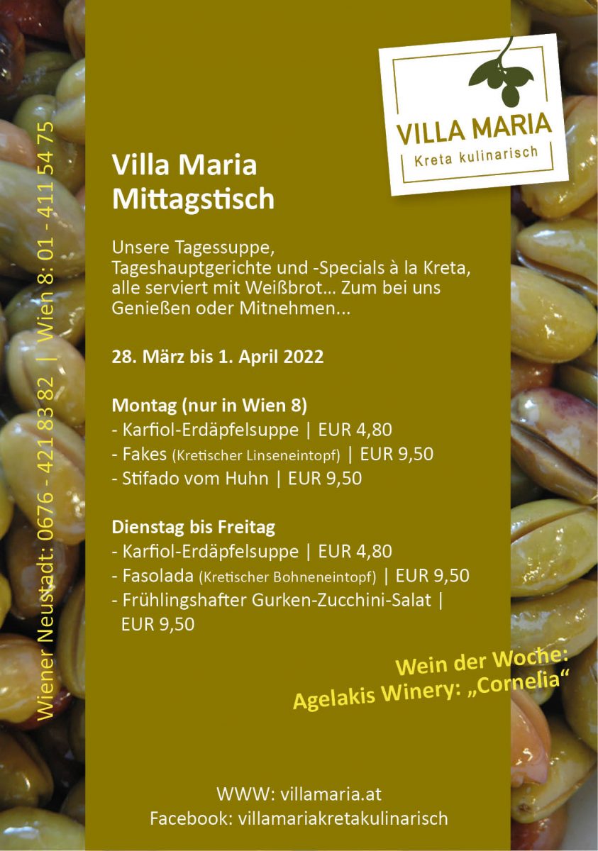 Diese Woche am Mittagstisch von Villa Maria | Kreta kulinarisch…
