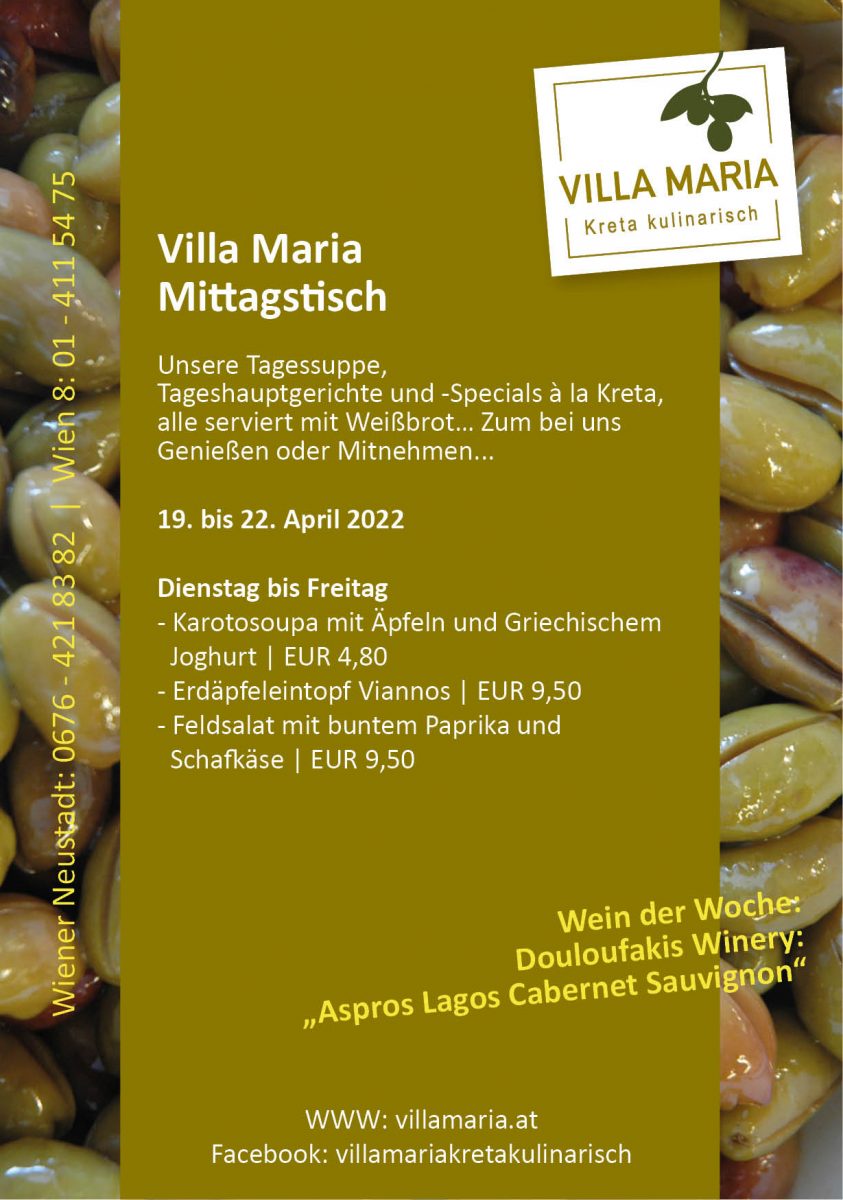 Diese Woche am Mittagstisch von Villa Maria | Kreta kulinarisch…