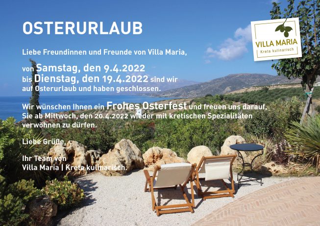 Ihr Villa Maria – Genussladen Wiener Neustadt macht Osterferien…