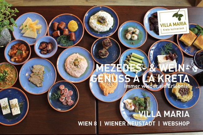 Mezedes-Genuss á la Kreta bei Villa Maria: Immer wieder ein Erlebnis, ganz besonders im Gastgarten!