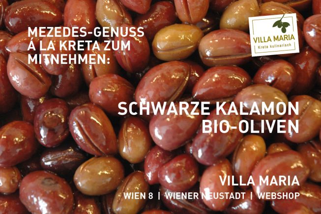 Mezedes-Genuss á la Kreta zum Mitnehmen: Schwarze Kalamon-Oliven