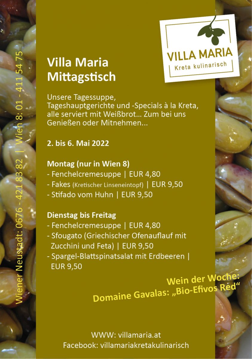 Diese Woche am Mittagstisch von Villa Maria | Kreta kulinarisch…