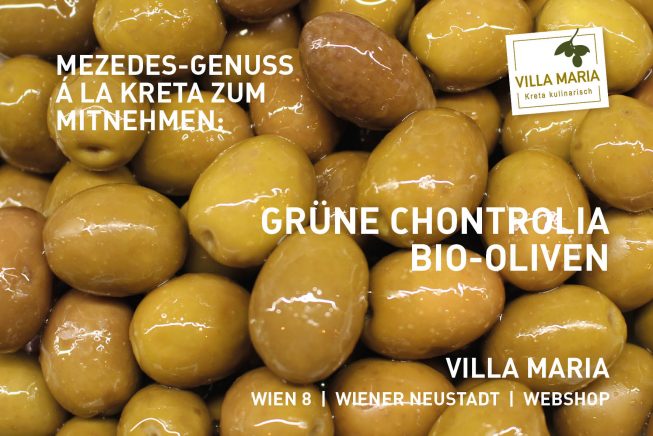 Mezedes-Genuss á la Kreta zum Mitnehmen: Grüne Chontrolia-Bio-Oliven
