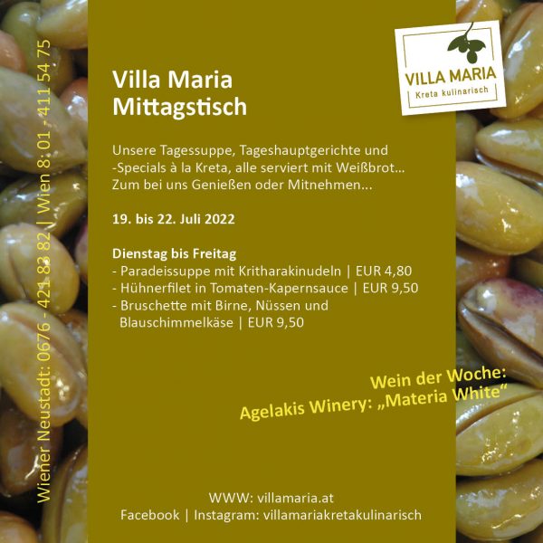 Diese Woche am Mittagstisch von Villa Maria | Kreta kulinarisch…