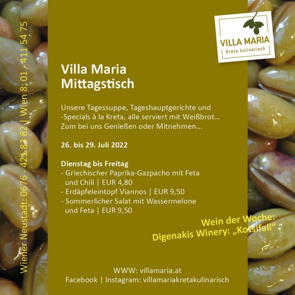 Diese Woche am Mittagstisch von Villa Maria | Kreta kulinarisch…
