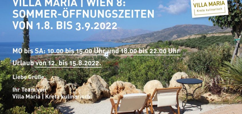 Villa Maria | Wien 8: Sommer-Öffnungszeiten von 1.8. bis 3.9.2022