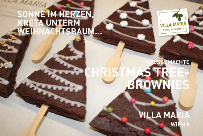 Sonne im Herzen, Kreta unterm Weihnachtsbaum: Villa Maria – Hausgemachte Christmas tree-Brownies.