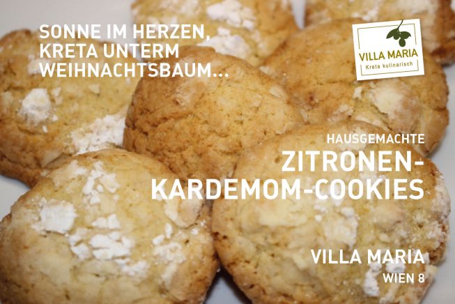 Sonne im Herzen, Kreta unterm Weihnachtsbaum: Villa Maria – Hausgemachte Zitronen-Kardemom-Cookies.