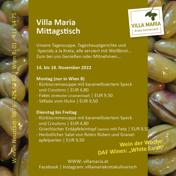 Diese Woche am Mittagstisch von Villa Maria | Kreta kulinarisch…