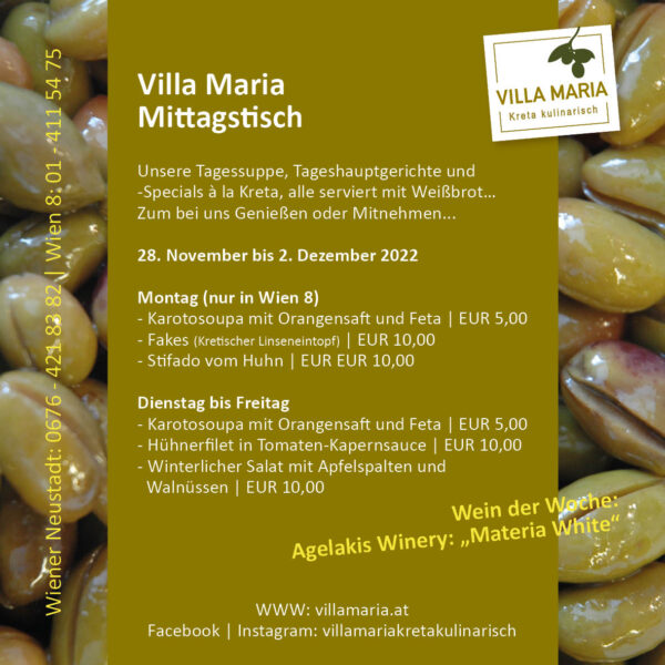 Diese Woche am Mittagstisch von Villa Maria | Kreta kulinarisch…