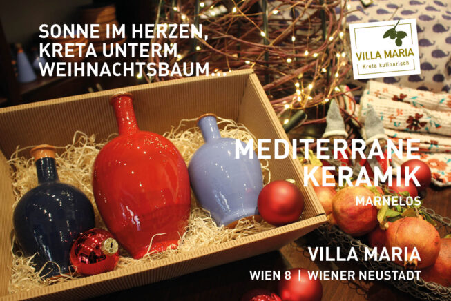 Sonne im Herzen, Kreta unterm Weihnachtsbaum: Marnelos – Mediterrane Keramik.
