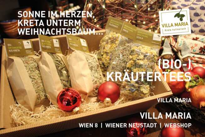 Sonne im Herzen, Kreta unterm Weihnachtsbaum: Villa Maria – (Bio-) Kräutertees.