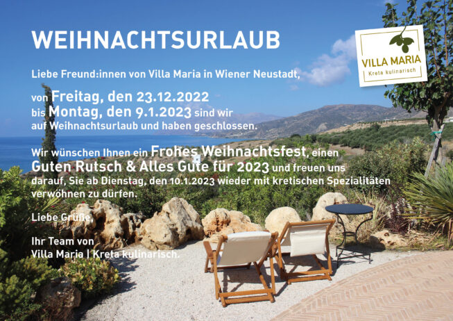 Weihnachtsurlaub Villa Maria | Kreta kulinarisch in Wiener Neustadt