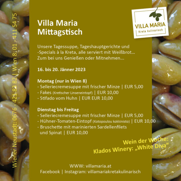 Diese Woche am Mittagstisch von Villa Maria | Kreta kulinarisch…