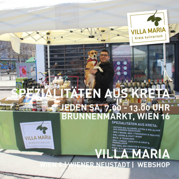 Spezialitäten aus Kreta jeden Samstag am Brunnenmarkt in Wien 16.
