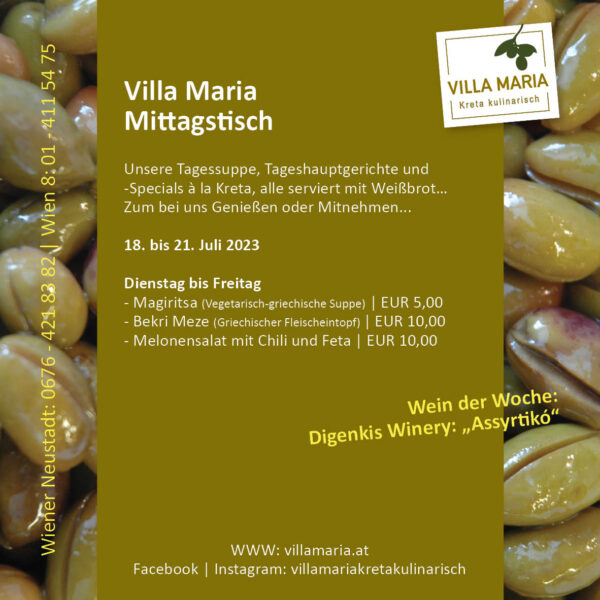 Diese Woche am Mittagstisch von Villa Maria | Kreta kulinarisch…
