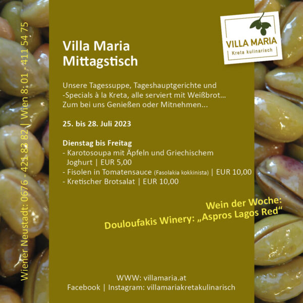 Diese Woche am Mittagstisch von Villa Maria | Kreta kulinarisch…