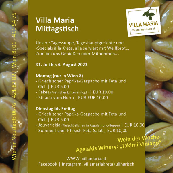 Diese Woche am Mittagstisch von Villa Maria | Kreta kulinarisch…