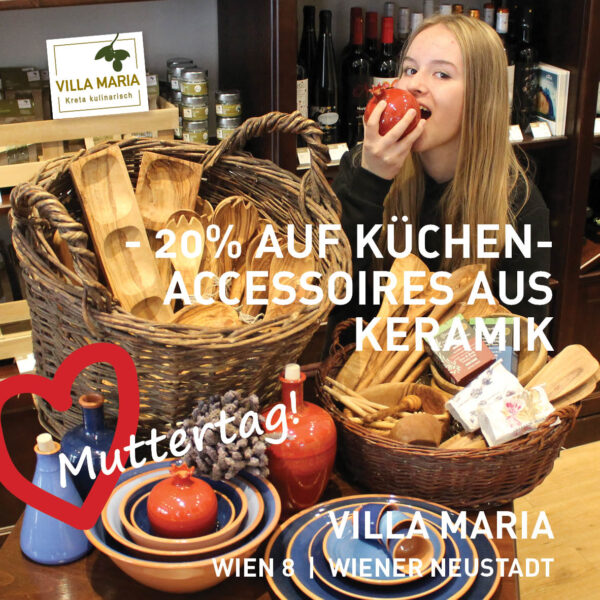 Muttertag à la Kreta: Minus 20% auf alle Küchenaccessoires aus Keramik. *)