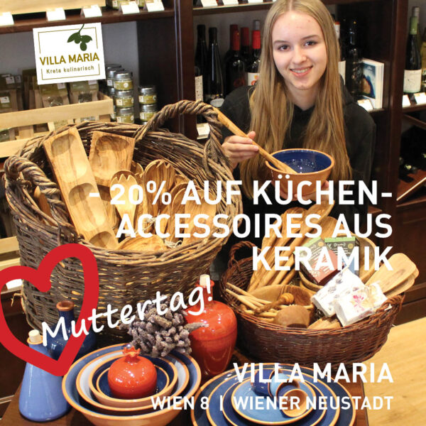 Muttertag à la Kreta: Minus 20% auf alle Küchenaccessoires aus Keramik. *)