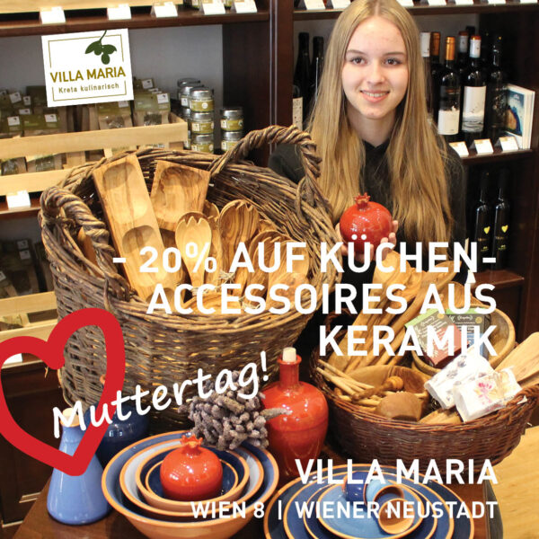 Muttertag à la Kreta: Minus 20% auf alle Küchenaccessoires aus Keramik. *)