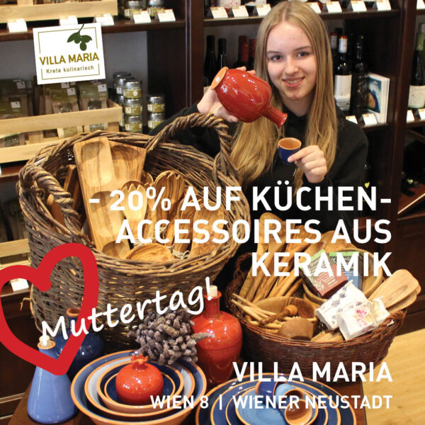Muttertag à la Kreta: Minus 20% auf alle Küchenaccessoires aus Keramik. *)