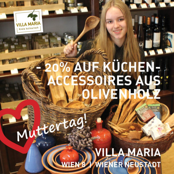 Muttertag à la Kreta: Minus 20% auf alle Küchenaccessoires aus Olivenholz. *)
