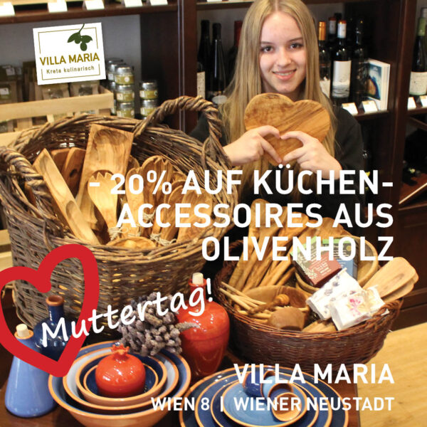 Muttertag à la Kreta: Minus 20% auf alle Küchenaccessoires aus Olivenholz. *)