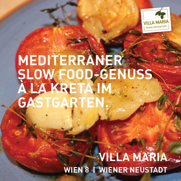 Mediterraner Slow Food-Genuss à la Kreta im Gastgarten.