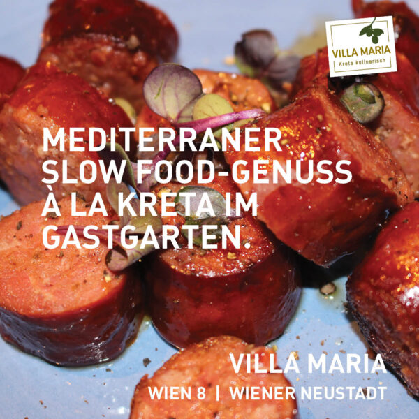 Mediterraner Slow Food-Genuss à la Kreta im Gastgarten.
