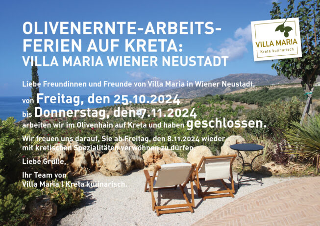 Olivenernte-Arbeitsferien auf Kreta: Villa Maria Wiener Neustadt