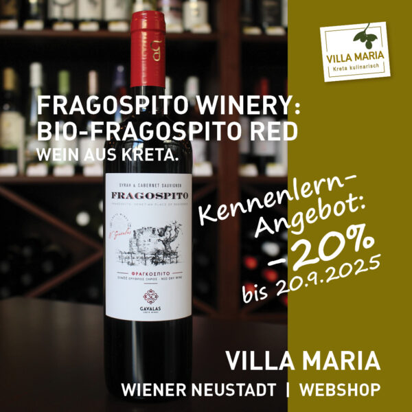 Villa Maria – Wein der Woche: Fragospito Winery – Bio-Fragospito Red im -20%-Kennenlernangebot *)