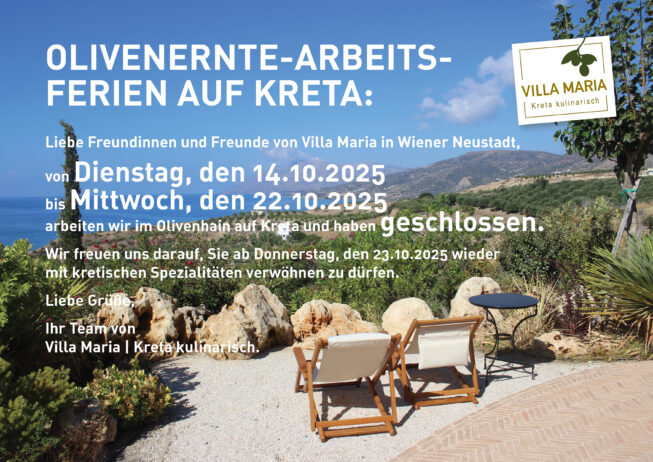 Olivenernte-Arbeitsferien auf Kreta: Villa Maria Wiener Neustadt