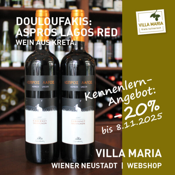 Villa Maria – Wein der Woche: Douloufakis Winery – Asprós Lagós Cabernet Sauvignon im -20%-Kennenlernangebot *)